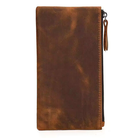 Carteira Longa de Couro Genuíno Masculina, Bolsa de Mão Fashion para Celular - Promoção