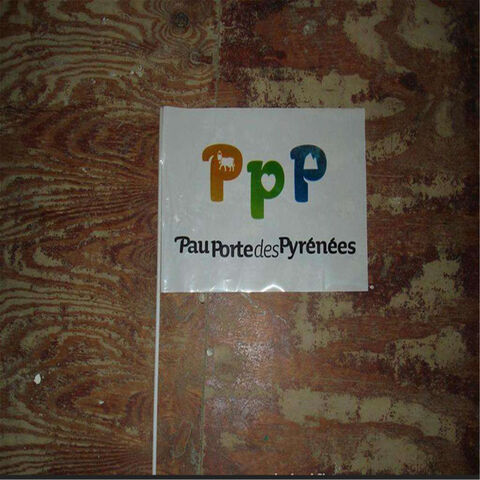 Beidseitig bedruckte Tischfähnchen aus Papier, Handfahne JX