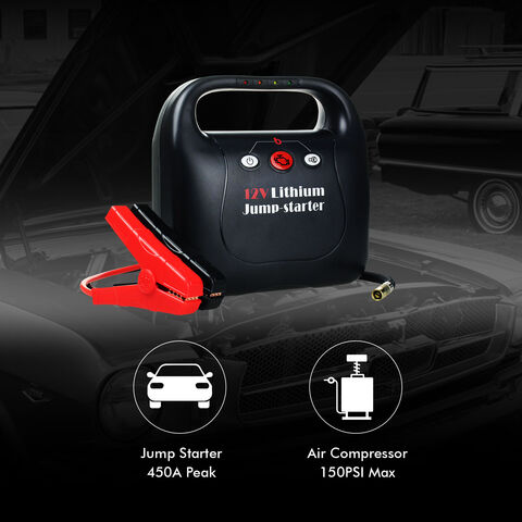 Arrancador de bateria com compressor de ar embutido, Powerbank portátil de 15600mAh com corrente de arranque de 400A