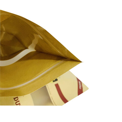 Saco Ecológico Reutilizável de Fundo Plano para Impressão Personalizada, Saco de Papel Kraft com Fecho Zip para Alimentos