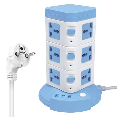 Konfulon Hochleistungs-Steckdosenleiste 2500W mit 3*USB-Ausgängen (EU)
