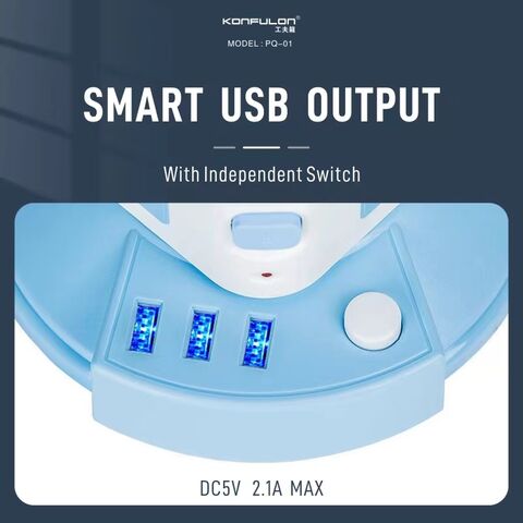 Konfulon Hochleistungs-Steckdosenleiste 2500W mit 3*USB-Ausgängen (EU)