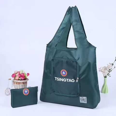 Multifunción reutilizable nylon cremallera plegable bolsa de almacenamiento bolsas de compras para el envío