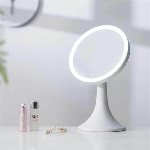 منظم مكياج محمول بمرآة LED - منظم مستحضرات تجميل بمرآة مكياج بإضاءة LED