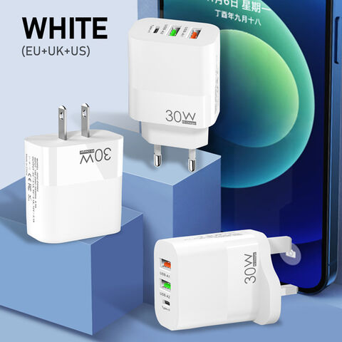 شاحن CYKE الجديد 2U+C رأس شحن EU/US/UK متعدد المنافذ شحن سريع للهاتف المحمول محول مصدر Qc3.0+Qc3.0+pd20W