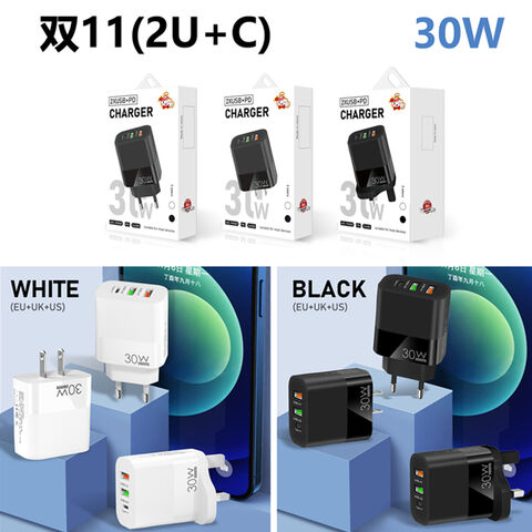 شاحن CYKE الجديد 2U+C رأس شحن EU/US/UK متعدد المنافذ شحن سريع للهاتف المحمول محول مصدر Qc3.0+Qc3.0+pd20W