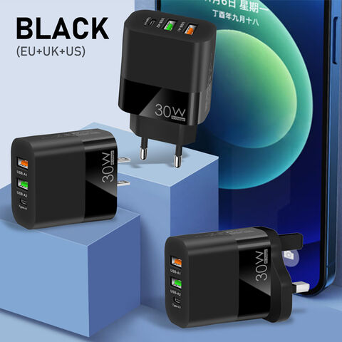 شاحن CYKE الجديد 2U+C رأس شحن EU/US/UK متعدد المنافذ شحن سريع للهاتف المحمول محول مصدر Qc3.0+Qc3.0+pd20W