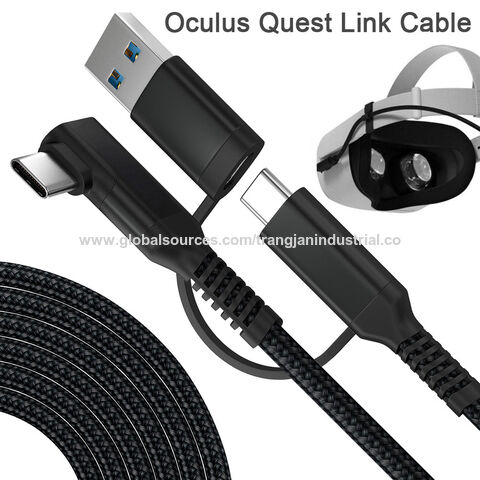 Câble de données tressé 2 en 1 pour casque de jeu VR en ligne, ordinateur, téléphone portable et TV