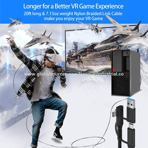 Câble de données tressé 2 en 1 pour casque de jeu VR en ligne, ordinateur, téléphone portable et TV