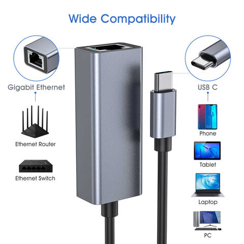 Cable de red USB-C a RJ45, concentrador USB-C
