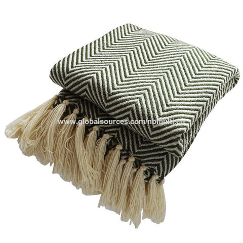 Plaid MU Bohème à franges tricotées, style vintage, doux, chaud, léger, décoratif, en acrylique, couleur personnalisée, couverture TV tricotée