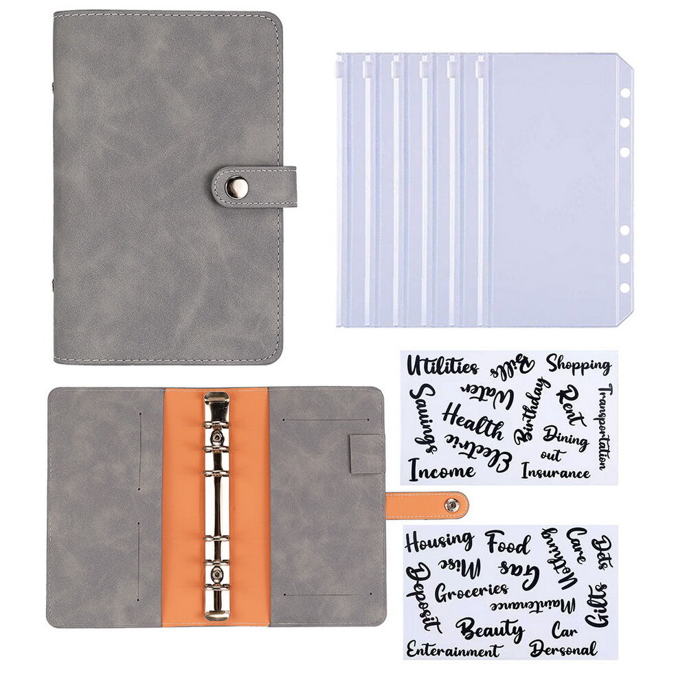 CMrtew Leather A6 Binder 6 Ring Binder Notebook - Refillable Notebook A6 Planner Binder With Binder Pockets, A6 Dividers, A6 Refill Paper, PU Leather
