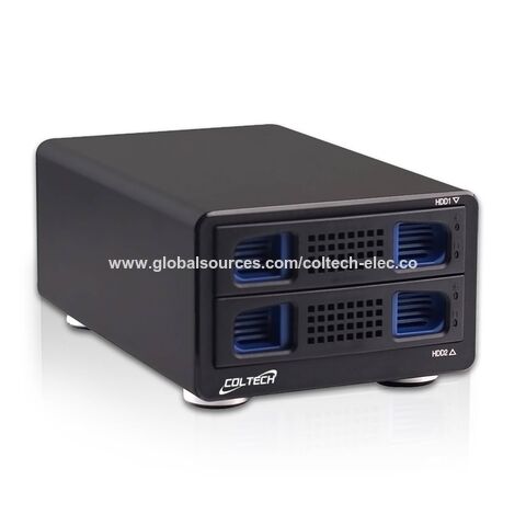 Carcasa ABS duradera 2 Bay RAID Hard Drive Enclosure para 3,5 "SATA HDD, soporte RAID 0 RAID 1,Normal,JBOD para 2,5"/3,5 "HDD SSD