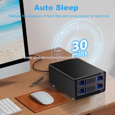 Carcasa ABS duradera 2 Bay RAID Hard Drive Enclosure para 3,5 "SATA HDD, soporte RAID 0 RAID 1,Normal,JBOD para 2,5"/3,5 "HDD SSD