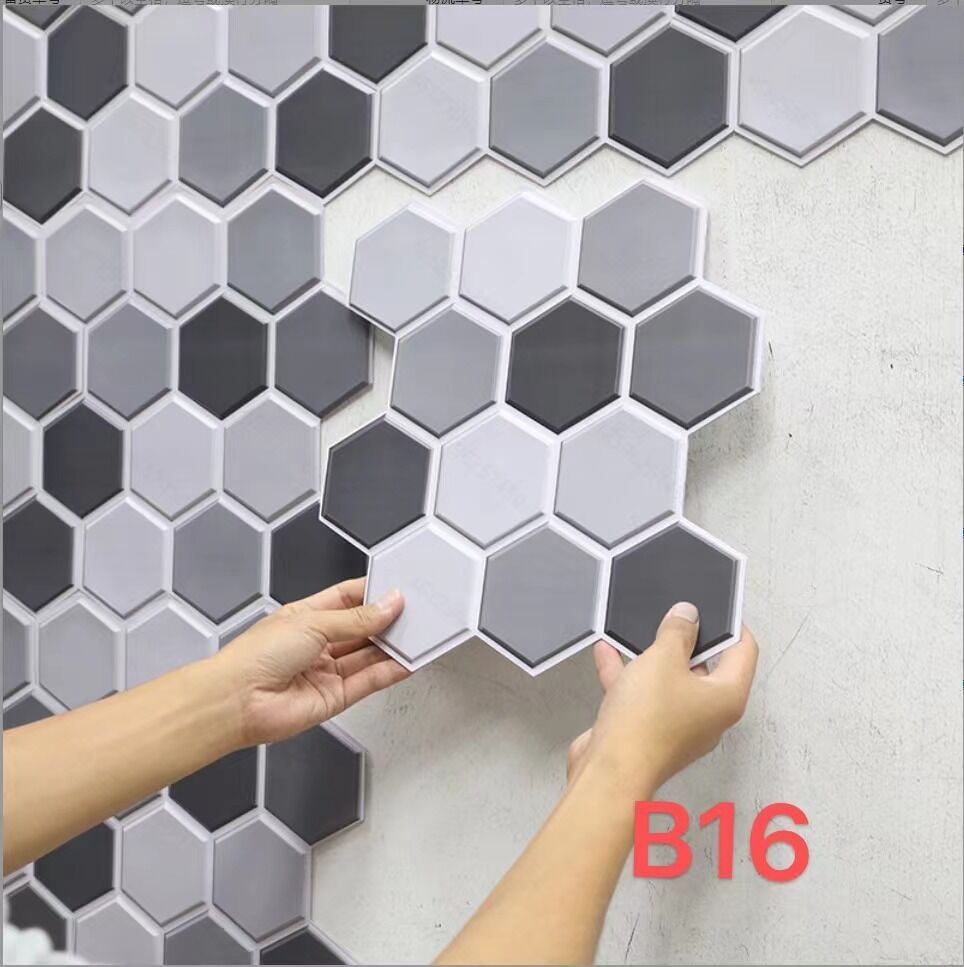 Home Art Wall Tiles 3d Effect Mosaics Sticker 12*12 Inch Light Grey ...