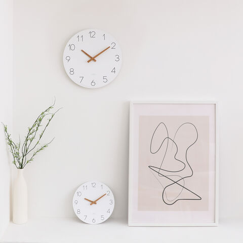 Mooas jam dinding besar Flatwood, 13 "kayu tidak berdetik menyapu gerakan dekoratif dioperasikan baterai jam dinding untuk rumah ruang tamu