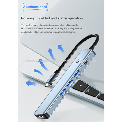 Adaptador 5 en 1 para PC de 100W con pantalla, botón, 3 USB 3.0, PD tipo C, USB-C para teléfono y portátil, estación de acoplamiento USB C Hub