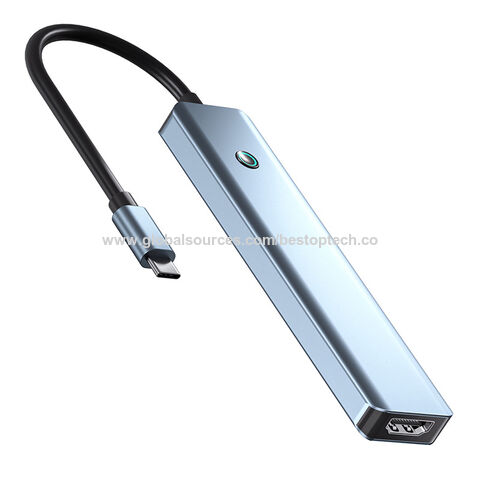 Adaptador 5 en 1 para PC de 100W con pantalla, botón, 3 USB 3.0, PD tipo C, USB-C para teléfono y portátil, estación de acoplamiento USB C Hub
