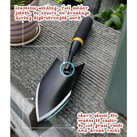 Pala de jardinería de acero al carbono de alta calidad, resistente al desgaste, práctica y portátil para excavar césped - Ideal para B2B