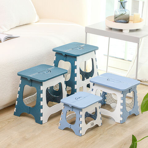 Taburete pequeño y práctico de plástico para el hogar, plegable, portátil para exteriores, taburete pequeño engrosado para niños y adultos