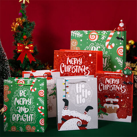 Sac Cadeau en Lin Imprimé : Emballage Festif de Noël