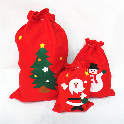 Sac Cadeau en Lin Imprimé : Emballage Festif de Noël