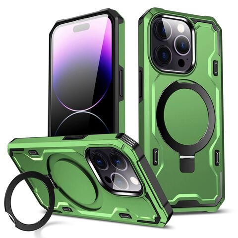 Capa de telefone magnética sem fio de alta qualidade, colorida, PC, à prova de choque, com anel e suporte para iPhone 15 14 13 12 11 Pro Max