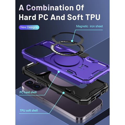 Capa de telefone magnética sem fio de alta qualidade, colorida, PC, à prova de choque, com anel e suporte para iPhone 15 14 13 12 11 Pro Max