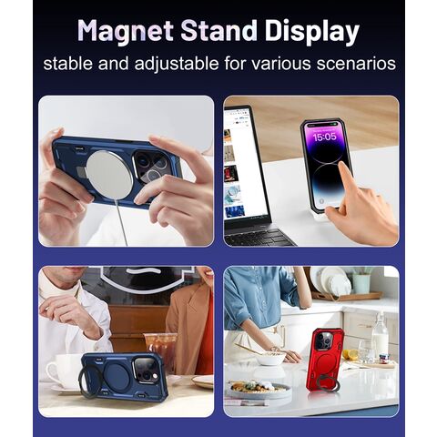 Capa de telefone magnética sem fio de alta qualidade, colorida, PC, à prova de choque, com anel e suporte para iPhone 15 14 13 12 11 Pro Max