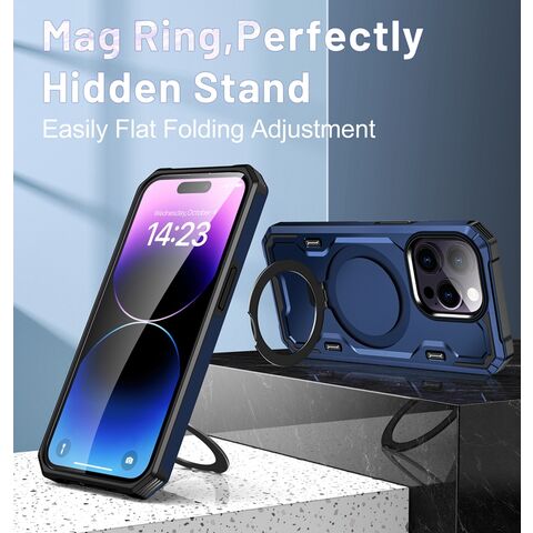 Capa de telefone magnética sem fio de alta qualidade, colorida, PC, à prova de choque, com anel e suporte para iPhone 15 14 13 12 11 Pro Max