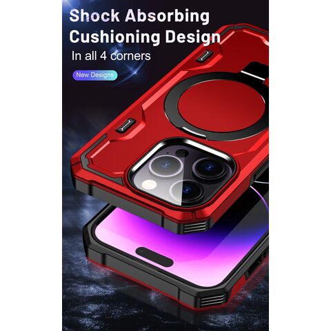 Capa de telefone magnética sem fio de alta qualidade, colorida, PC, à prova de choque, com anel e suporte para iPhone 15 14 13 12 11 Pro Max