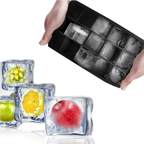 Formas de Cubos de Gelo Reutilizáveis de Silicone com 15 Cavidades Quadradas para Cozinha/Bar - Promoção Imperdível