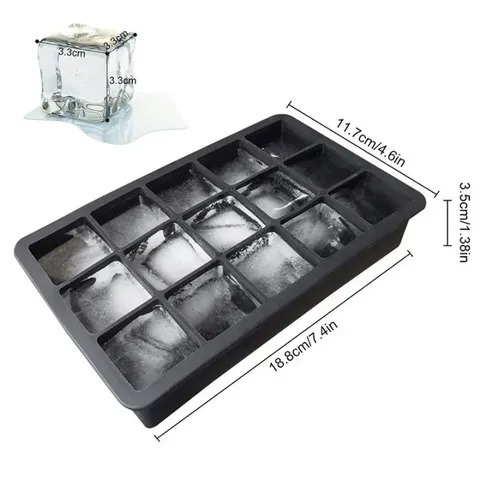 Formas de Cubos de Gelo Reutilizáveis de Silicone com 15 Cavidades Quadradas para Cozinha/Bar - Promoção Imperdível