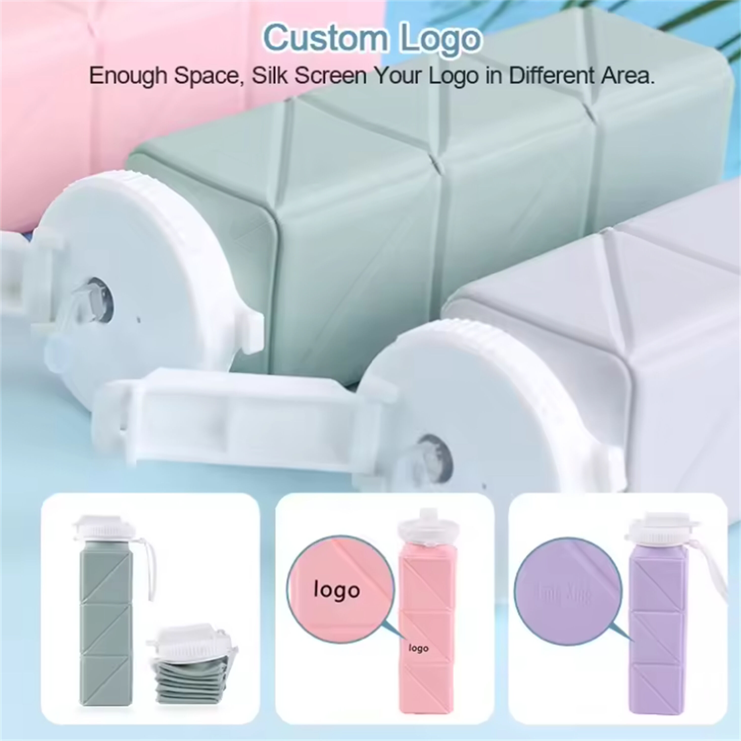 Custom Logo Bpa Free 620ml Collapsible Water Bottle Camping Travel Kids ...