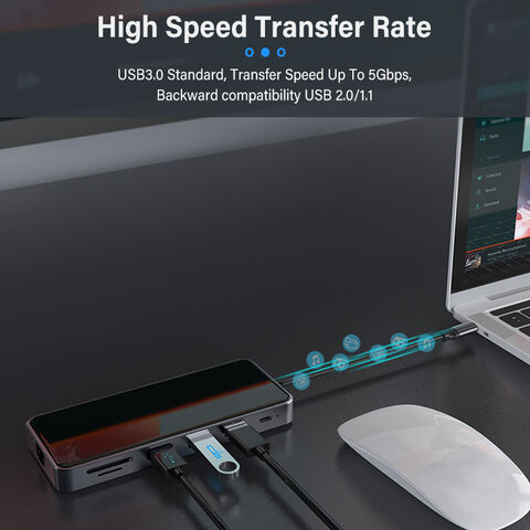 Adaptador HDTV Dual 12 en 1 USB C HUB para MacBook Pro RJ45 VGA PD USB Splitter Multi 12 Puertos Tipo C USB Hub Estación de Acoplamiento