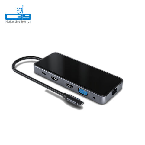 Adaptador HDTV Dual 12 en 1 USB C HUB para MacBook Pro RJ45 VGA PD USB Splitter Multi 12 Puertos Tipo C USB Hub Estación de Acoplamiento