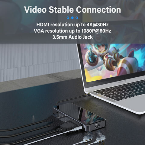 Adaptador HDTV Dual 12 en 1 USB C HUB para MacBook Pro RJ45 VGA PD USB Splitter Multi 12 Puertos Tipo C USB Hub Estación de Acoplamiento