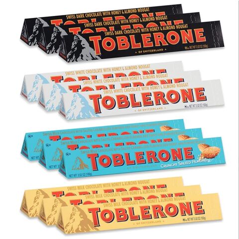 Toblerone Assortiment de Chocolats Suisses, Chocolat au Lait, Toblerone Gold Chocolat Noir, Noir, Barre Blanche - 100G - 360G
