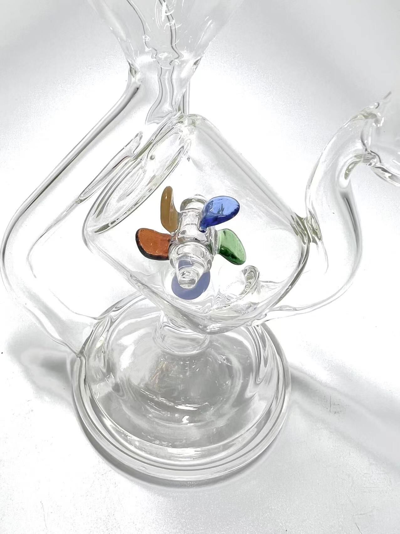 Translucent Glass Pipe Hot Sale Transparent Glass Long Pipe Hookah With Cute Colorful Pinwheel ...