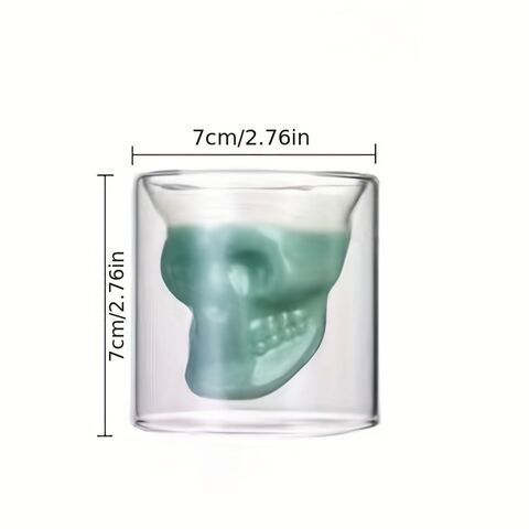 Vaso de chupito promocional con forma de calavera de terror, 75 ml/2,5 oz, de vidrio, sin pie, para bar, personalizado de fábrica, 1 unidad