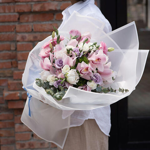 Embalagem Floral Coreana Atacado Manga de Flor Barata Borda Dourada Buquês Papel de Embrulho de Flor Impermeável