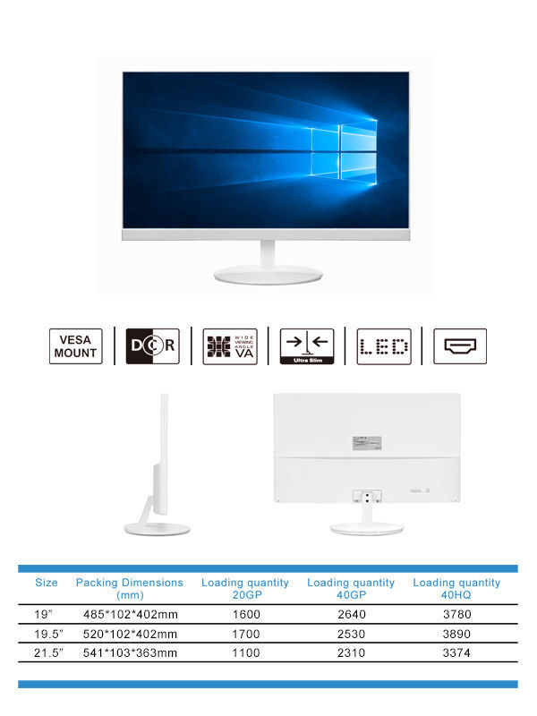 Led Monitor For Desktop Computer Desktop Monitor 20 Inch Led Pc Monitor In White Colour, Computer ...