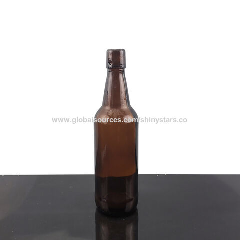 Garrafa de cerveja de vidro âmbar com tampa de rosca de 500ml