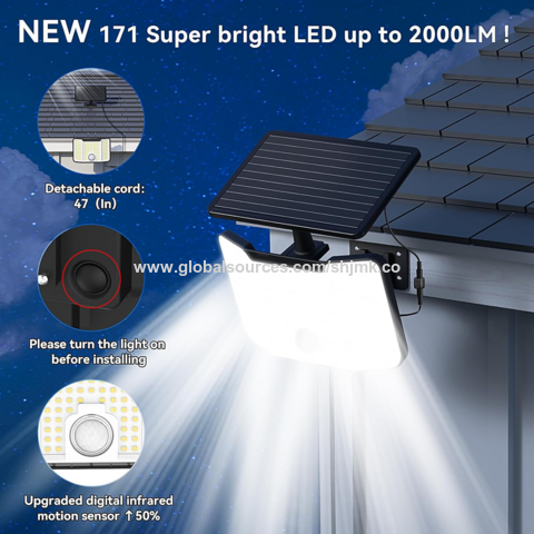 IP65 Wasserdichte Solarleuchten mit Bewegungsmelder für den Außenbereich, Solar-Außenleuchten mit 180 LEDs, Dämmerung bis Morgengrauen Außenbeleuchtung für Garten