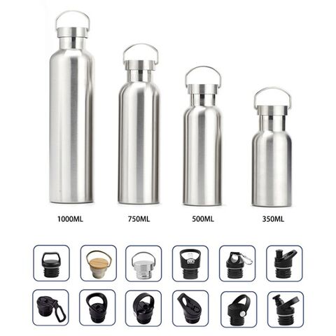 Bouteille d'eau promotionnelle avec nouveau design écologique, en acier inoxydable recyclé, couvercle en bambou, différentes couleurs disponibles et logo personnalisé