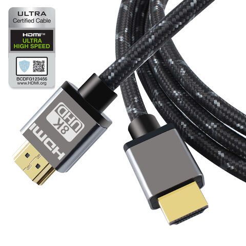 Câble HDMI 2.1 Ultra HD 3m (10ft) 28AWG HDTV 3D 4K 2160P HDR 120Hz 48Gbps avec Label Certifié