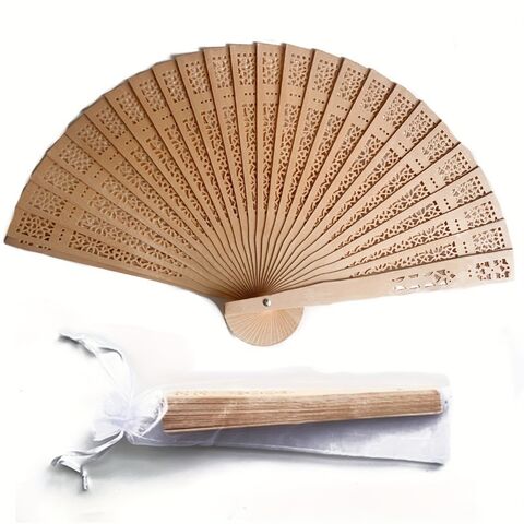 Abanico de Mano Plegable de Madera de Gran Calidad Promocional, Recompra Múltiple, Elegante, Regalo Perfecto