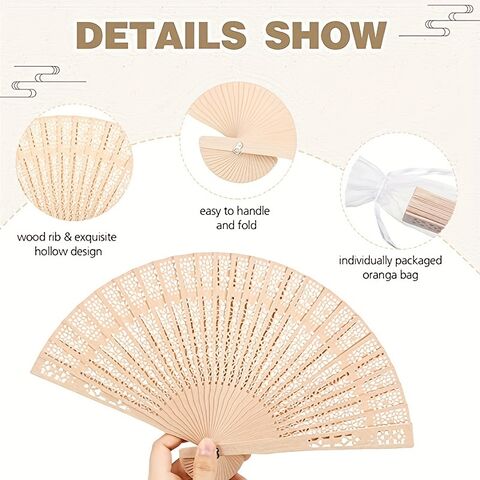 Abanico de Mano Plegable de Madera de Gran Calidad Promocional, Recompra Múltiple, Elegante, Regalo Perfecto