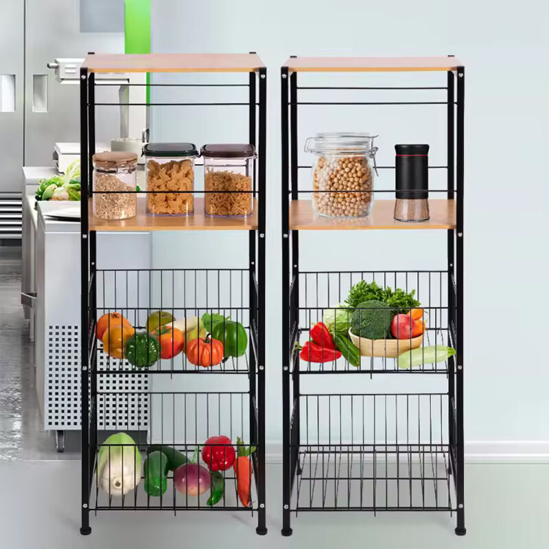Health Food Racks Latest Wood Food Shelf Kitchen Organizer Fruit Vegetable Shelves ...