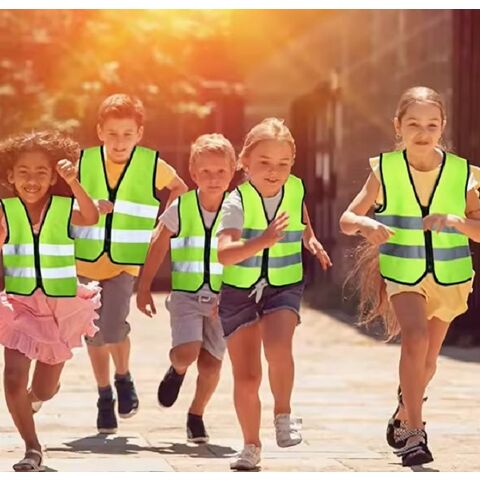Hochwertige Kinder-Sicherheitsweste, gut sichtbar, reflektierende Kinderweste für 3-10 Jährige, zum Radfahren und Laufen